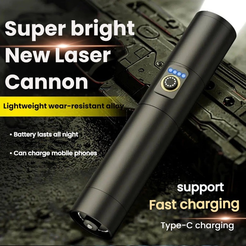Outdoor Lighting House - Strong Light LED Flashlight Type-C Charging