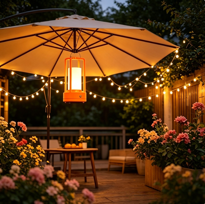 Outdoor Lighting Led - Modern Orange Cage Table Lamp Rechargeable