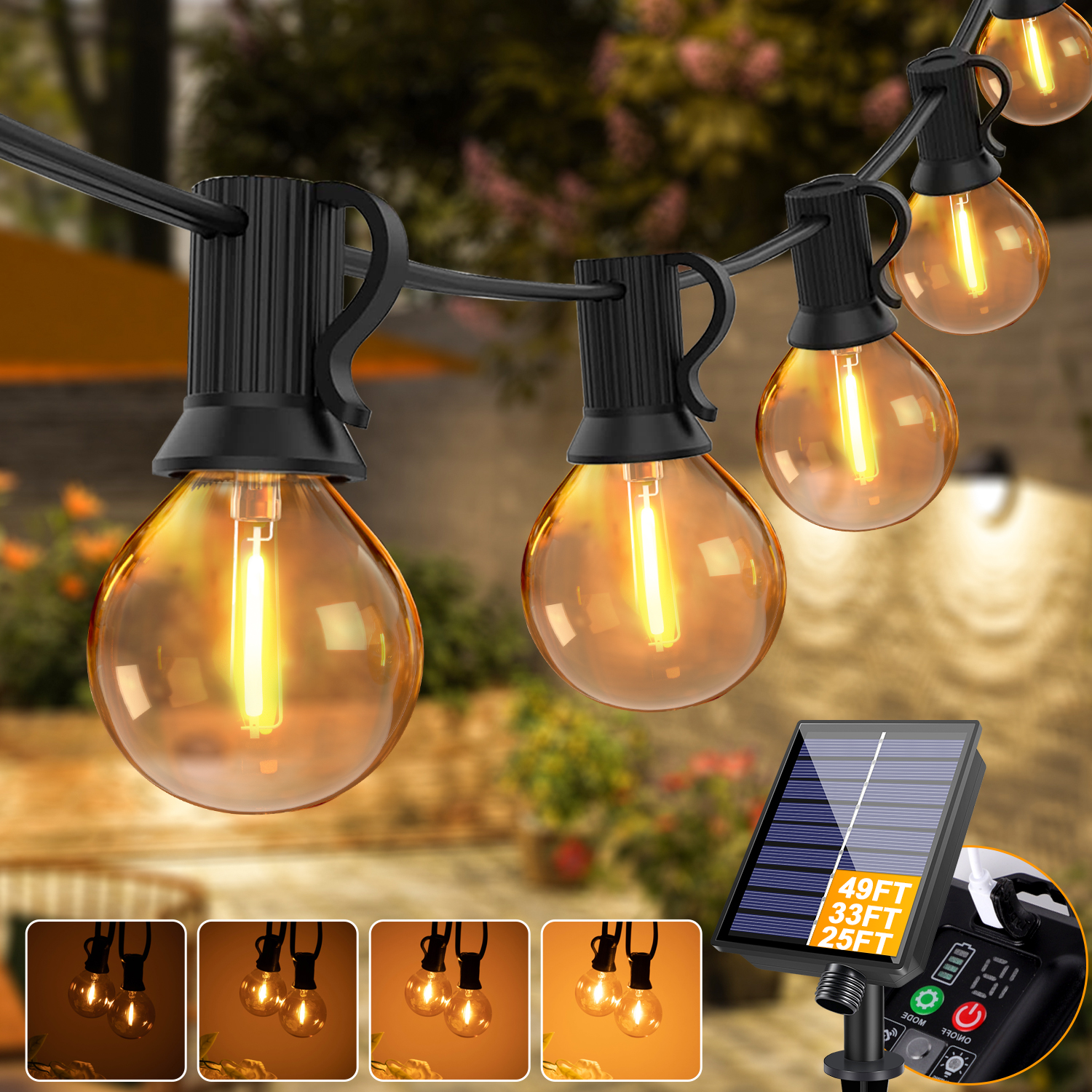 String Light Bistro - Solar String Lights Outdoor Waterproof Led