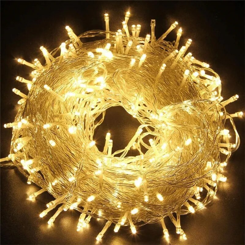 Outdoor Lighting Socket - 220V EU Plug 10M100LED Outdoor String