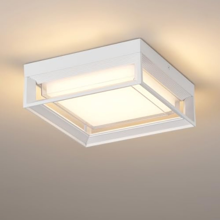 Outdoor Lighting Patio - White Square Flush Mount Outdoor LED
