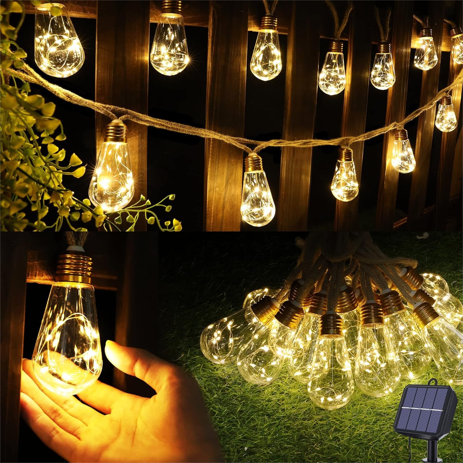 Outdoor Lighting Patio - Solar Outdoor String Lights 20Ft Vintage