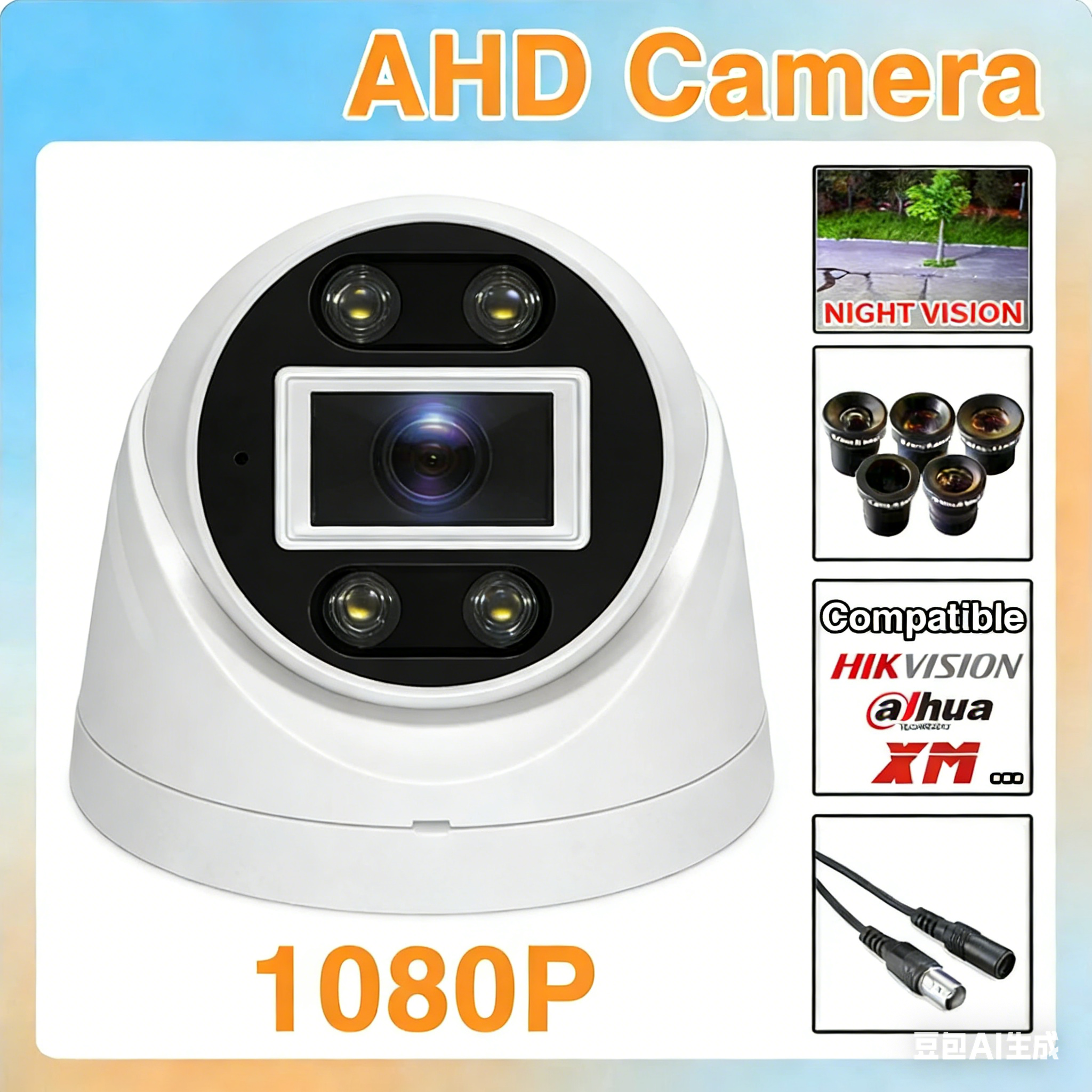 Outdoor Lighting No Electricity - Waterproof AI Audio IP POE Camera