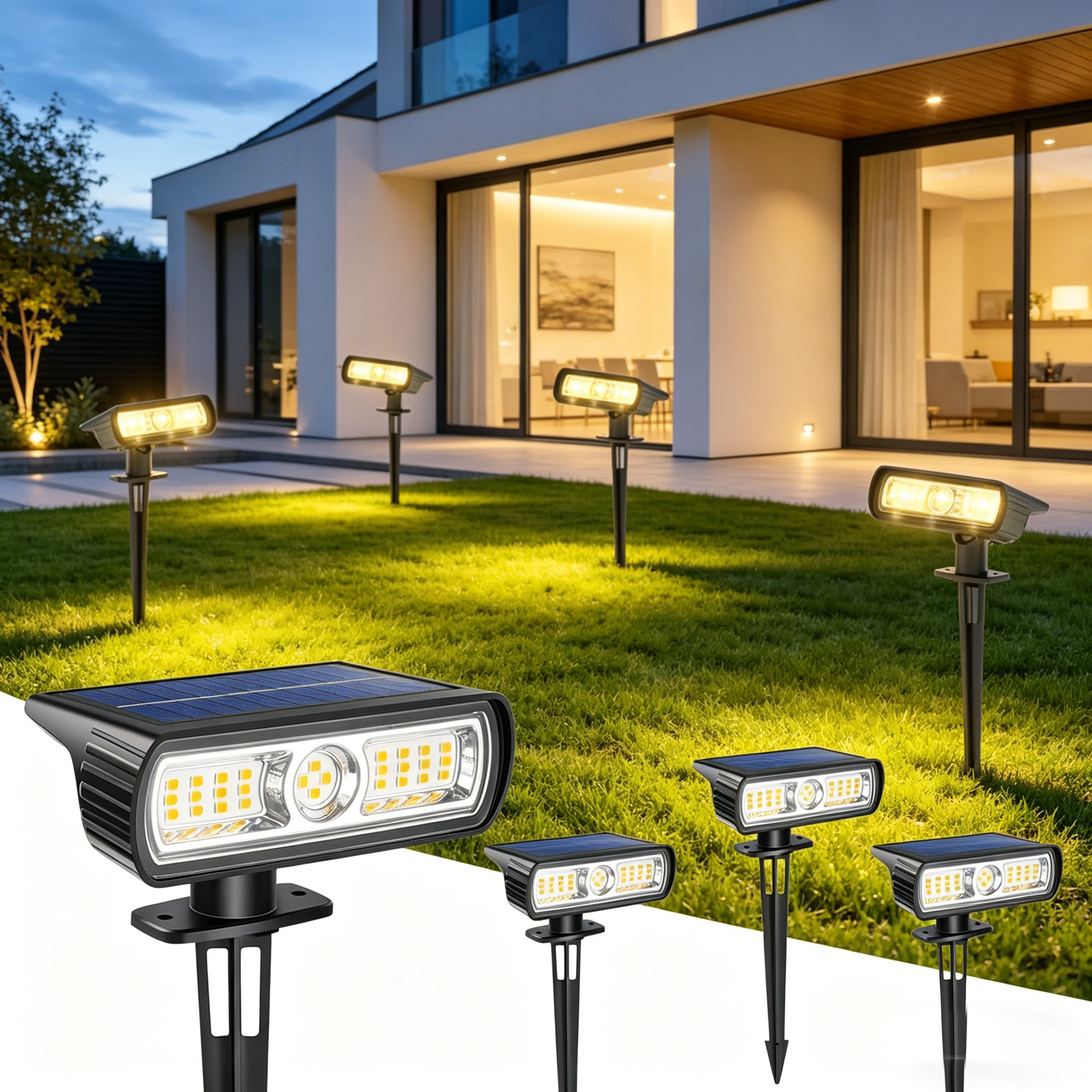 Outdoor Lighting Wall - 4 Pack Solar Landscape Spot Lights