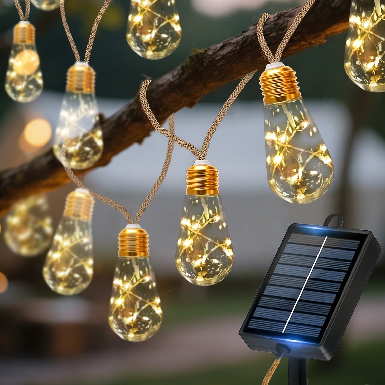 String Light Bistro - Solar String Light Outdoor Vintage Hemp