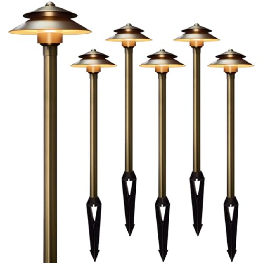 Wired Pathway Light - Solid Brass Low Voltage Landscape Pathway