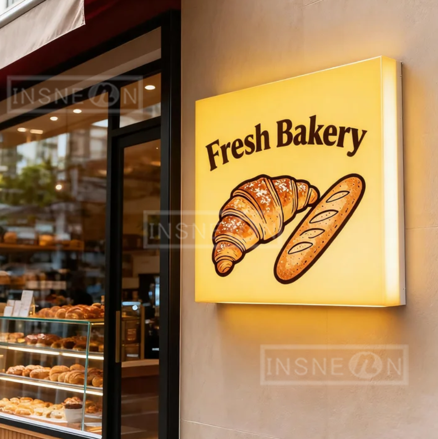 Outdoor Lighting Wall - Custom LED Sign LightBox Fresh Bakery
