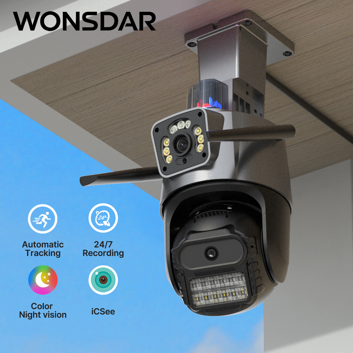 Outdoor Lighting No Electricity - WONSDAR Outdoor Wifi PTZ Camera HD