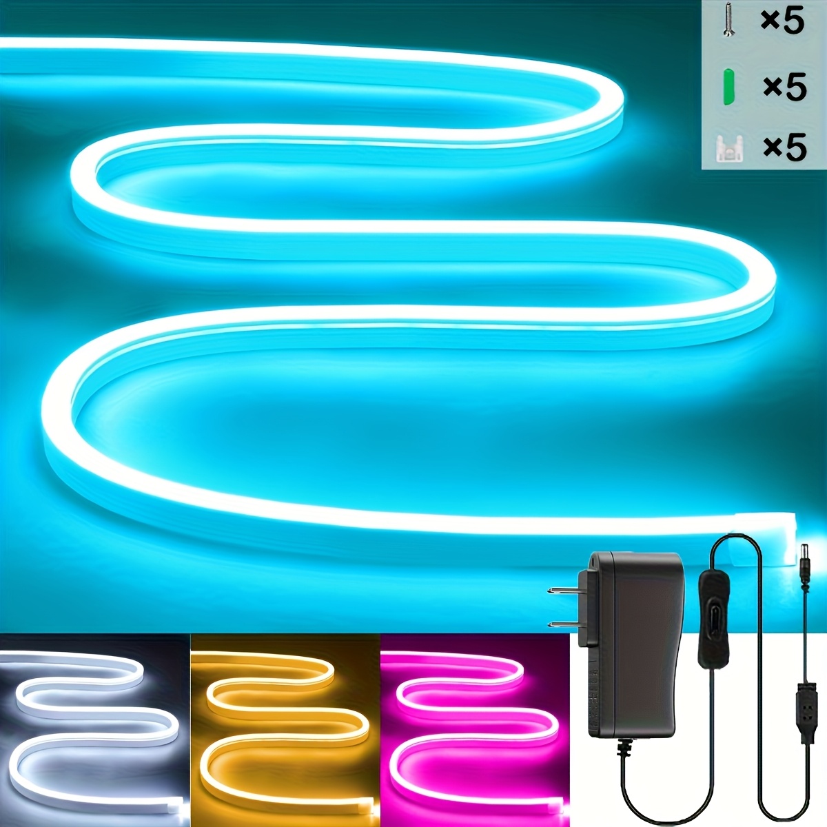 Outdoor Lighting Strip - Neon LED Strip Lights 32.8ft/10m White/Warm