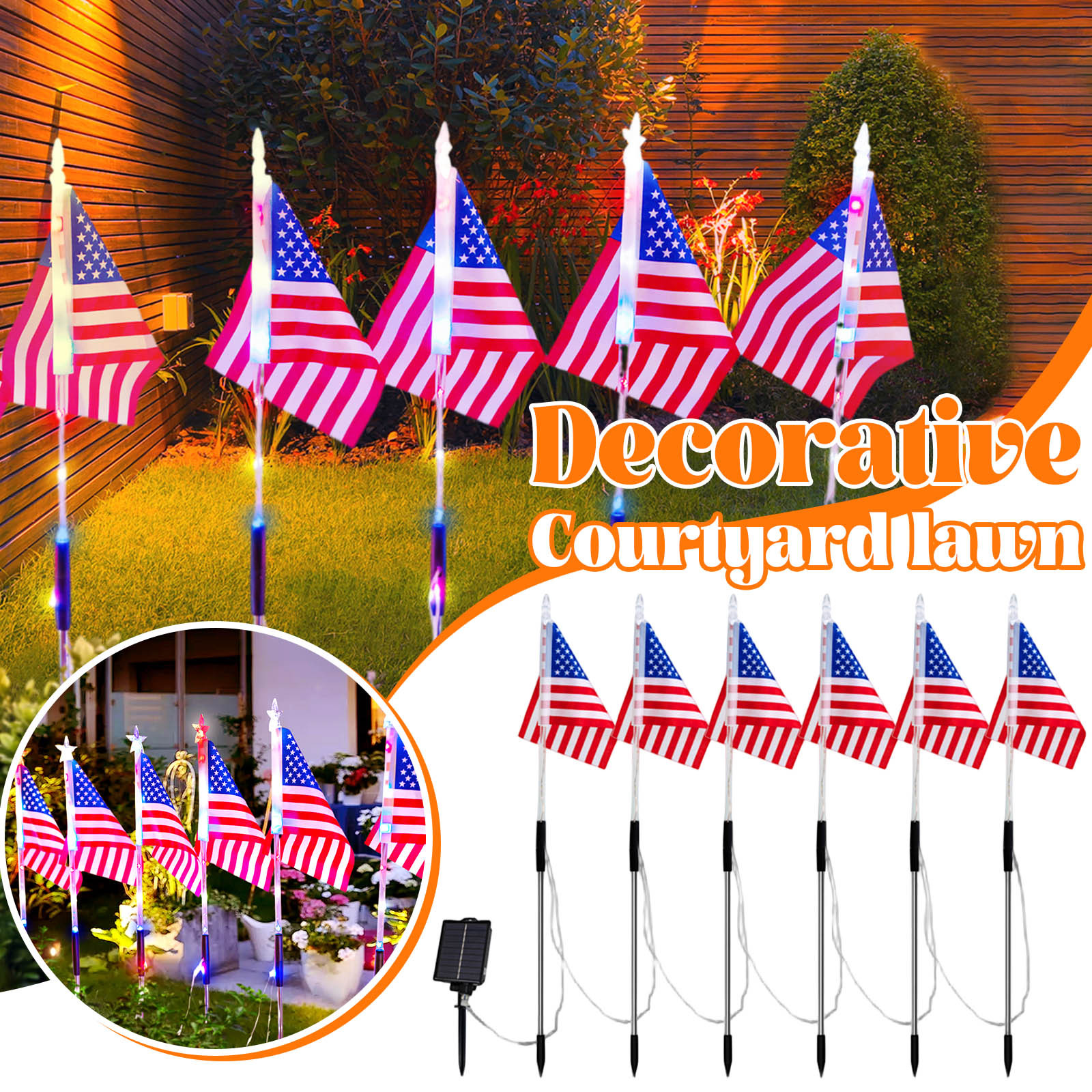 Solar Led American Flag Stake  - огляд і ціна Outdoor Lighting Yard Stakes