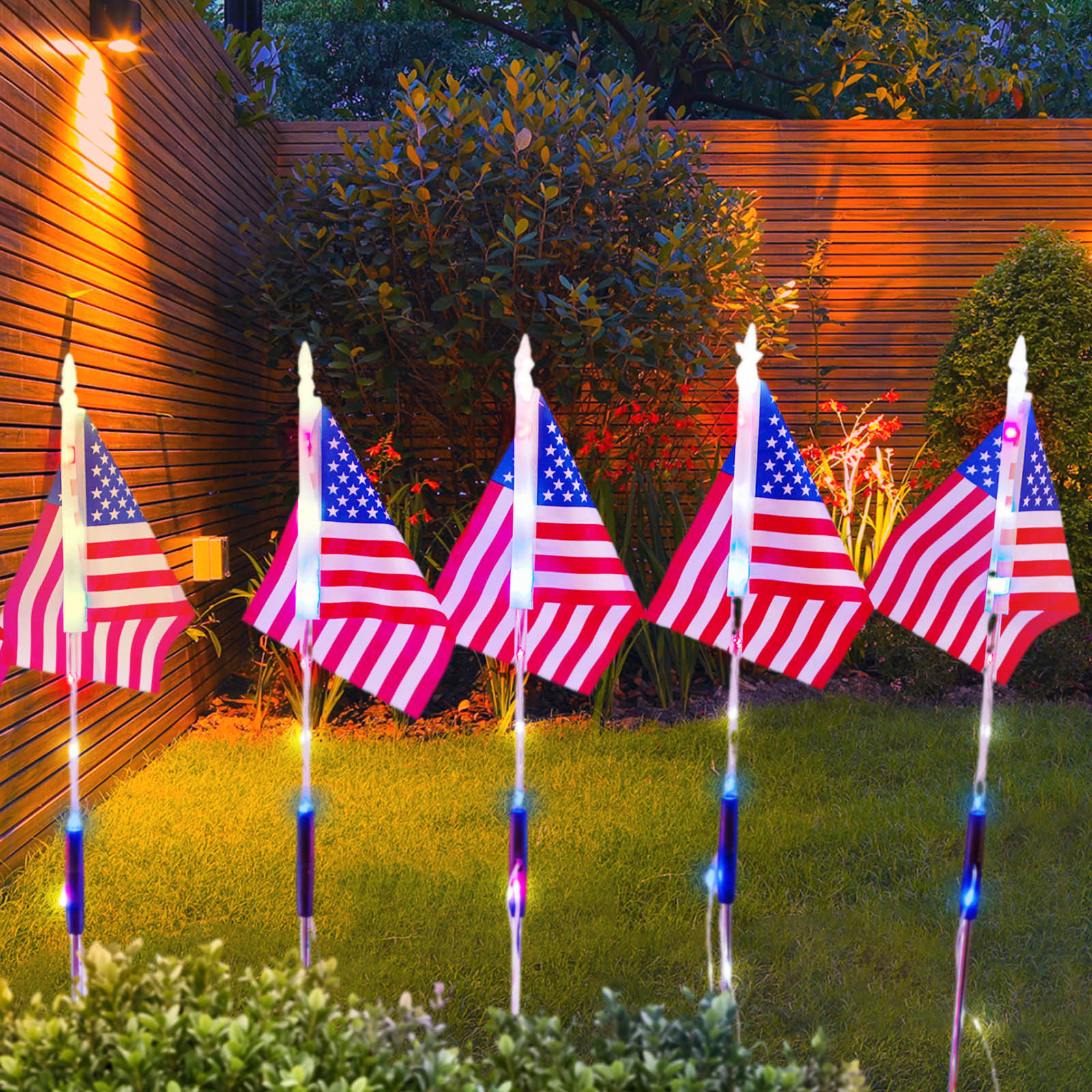 Solar Led American Flag Stake  - огляд і ціна Outdoor Lighting Yard Stakes