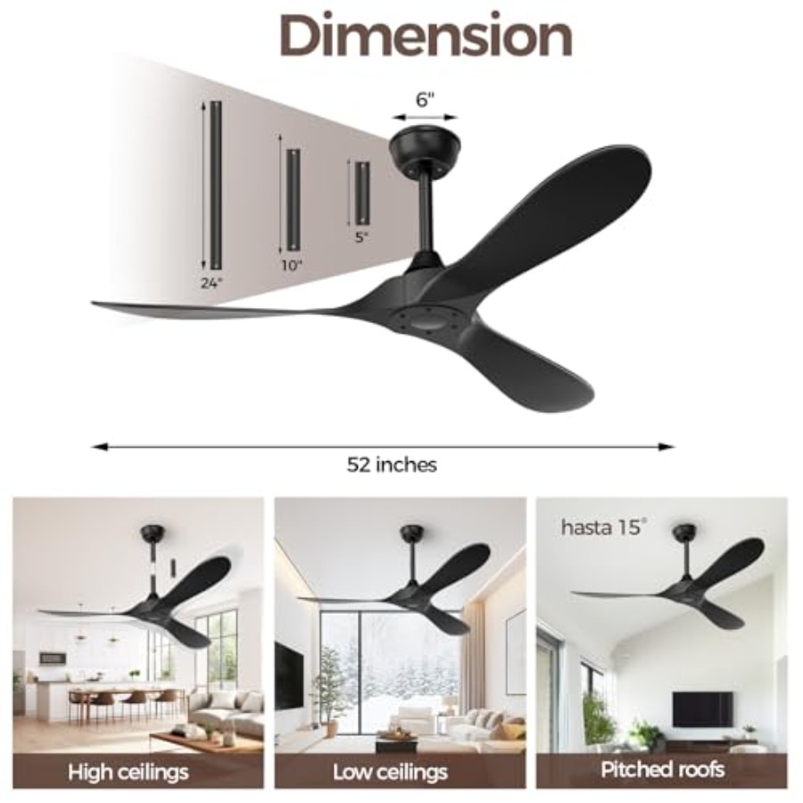 Black Outdoor Ceiling Fan, 52  - огляд і ціна Outdoor Lighting Remote Control