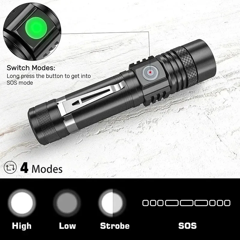 T6 LED Rechargeable Flashlight - огляд і ціна Zinc Outdoor Lighting