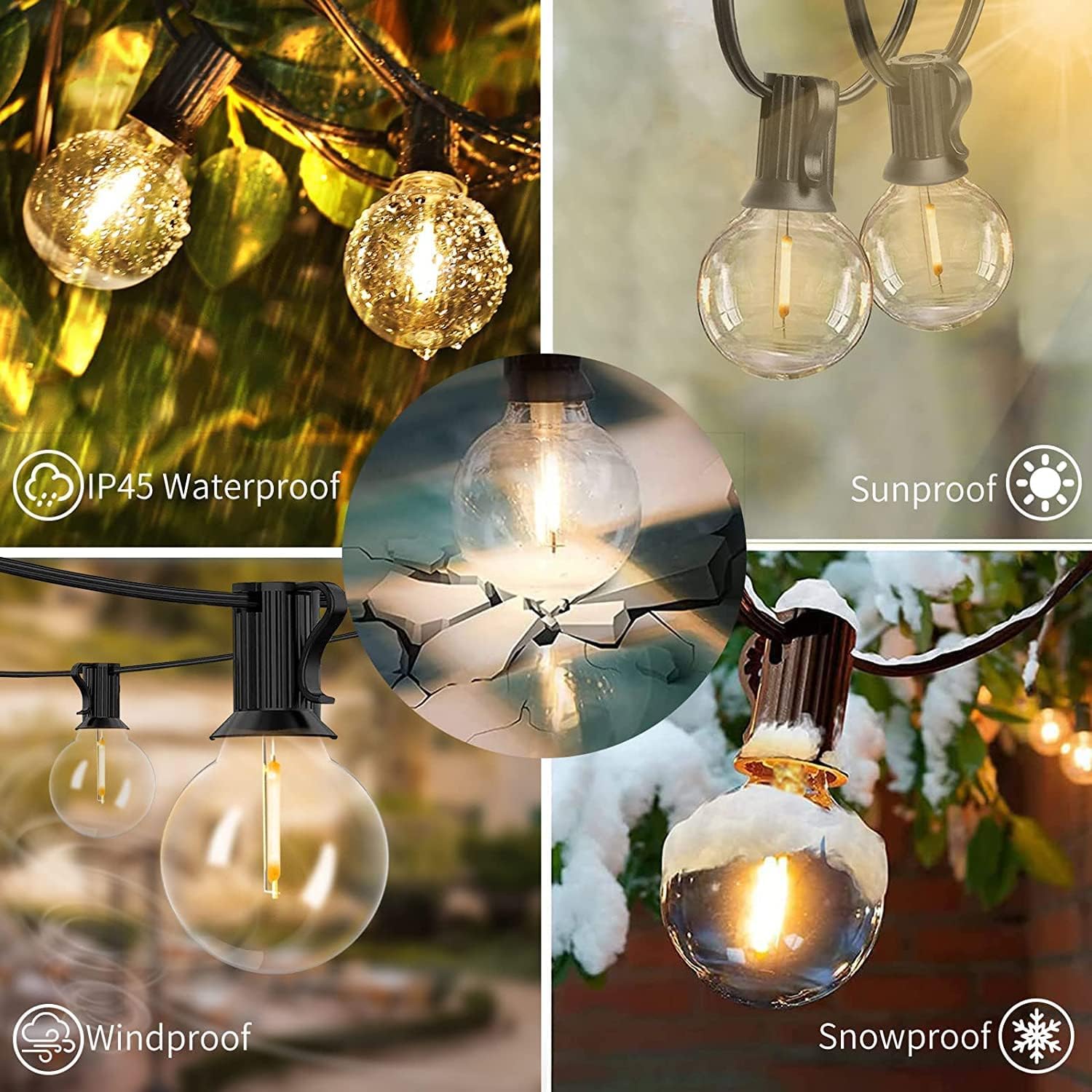 200FT Outdoor String Lights wi - огляд і ціна String Light Bistro