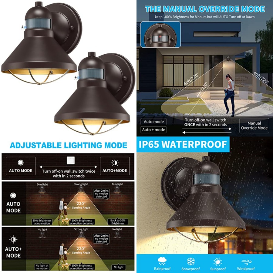 2 Pack Motion Sensor Outdoor L - огляд і ціна Outdoor Lighting Wall