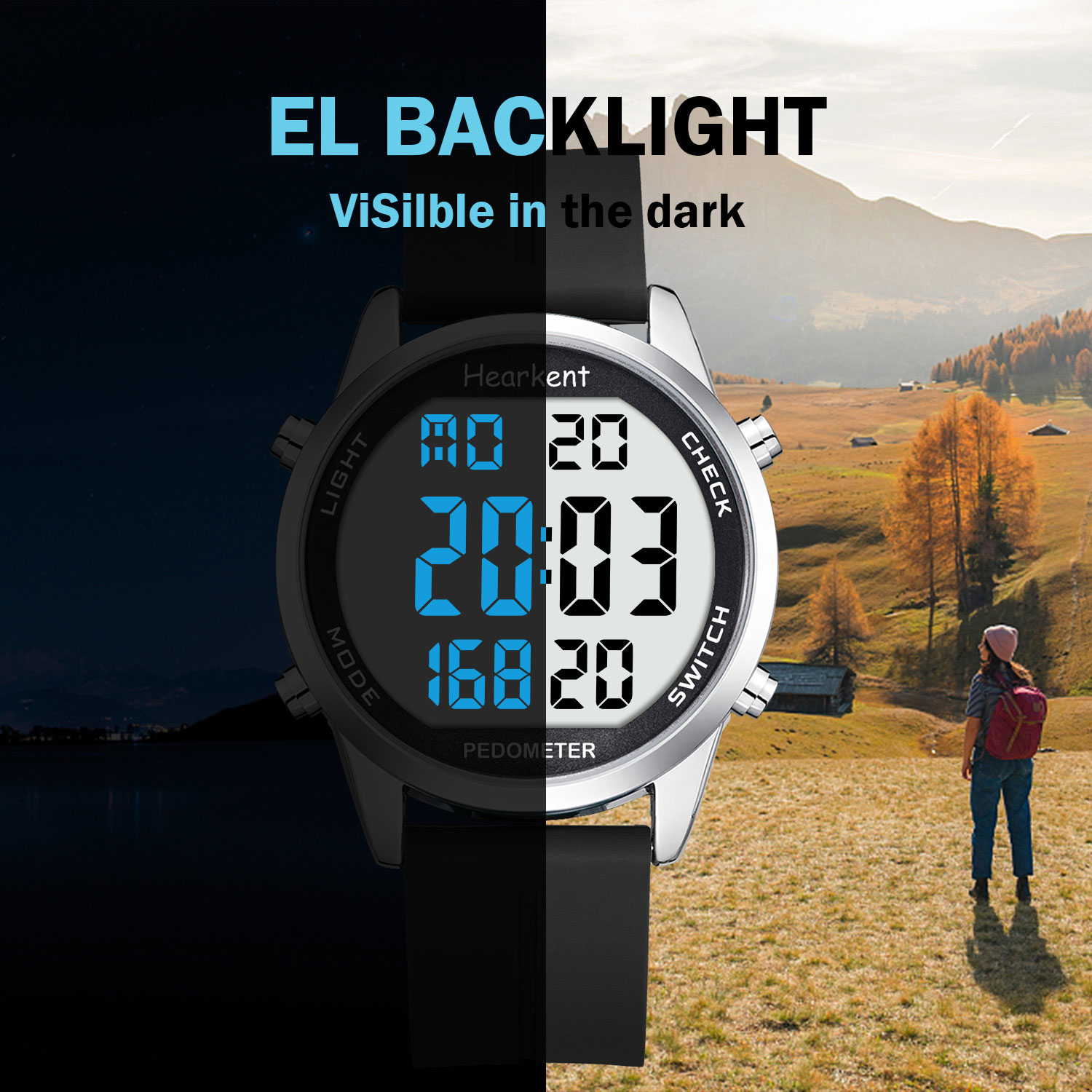 Hearkent Pedometer Watch Men/W - огляд і ціна Outdoor Lighting For Steps