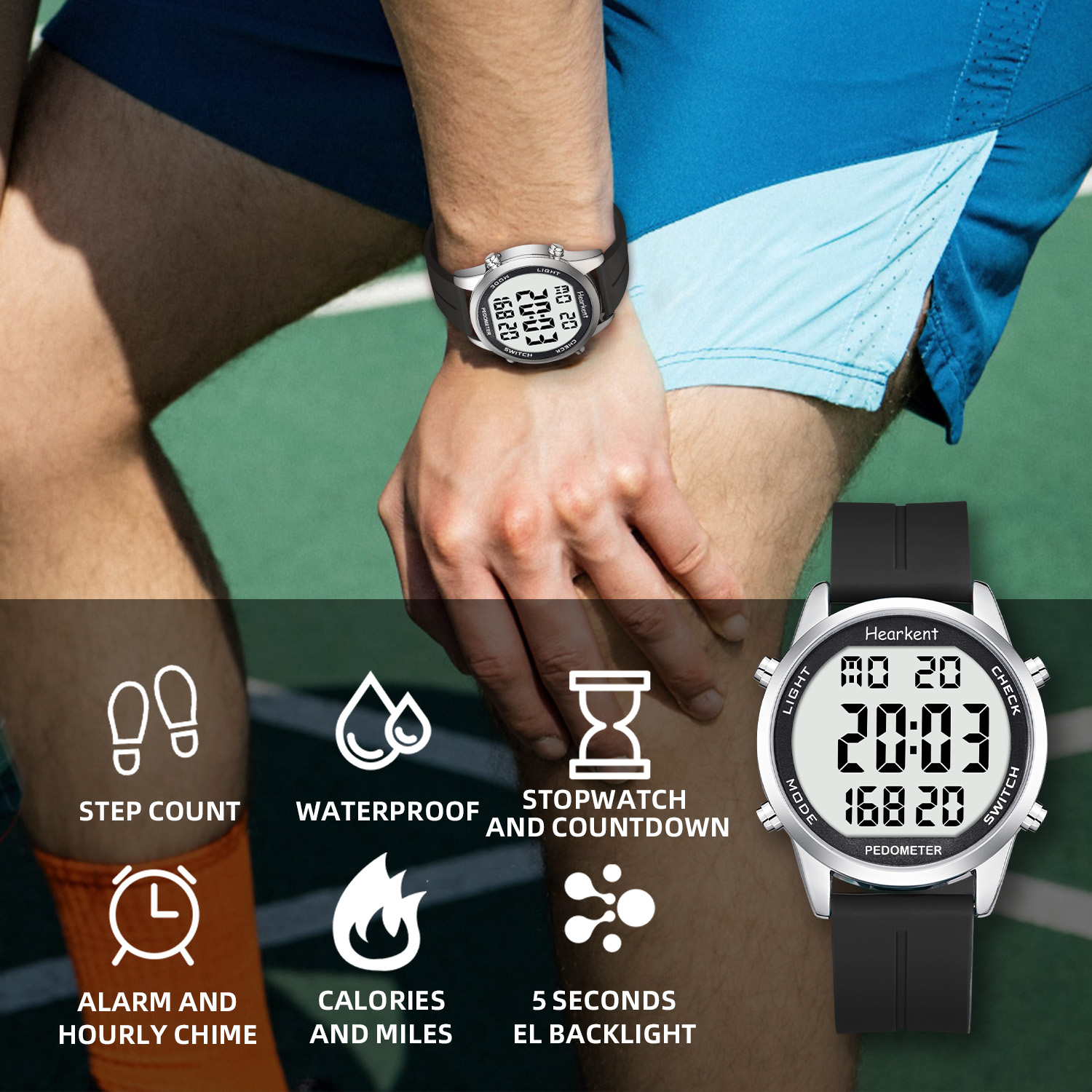 Hearkent Pedometer Watch Men/W - огляд і ціна Outdoor Lighting For Steps