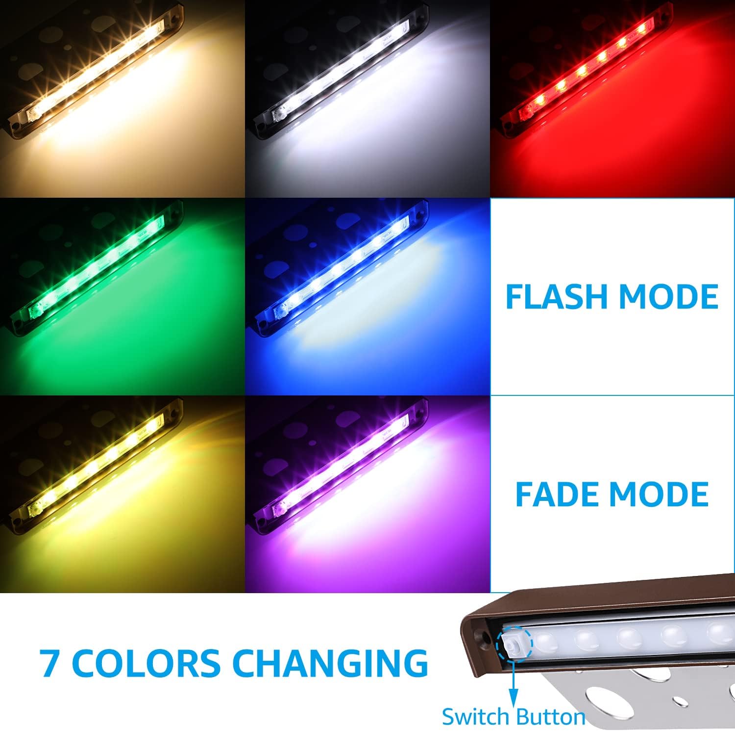 8 Pack RGB 7 Inch 3W LED Retai - огляд і ціна Outdoor Lighting For Steps
