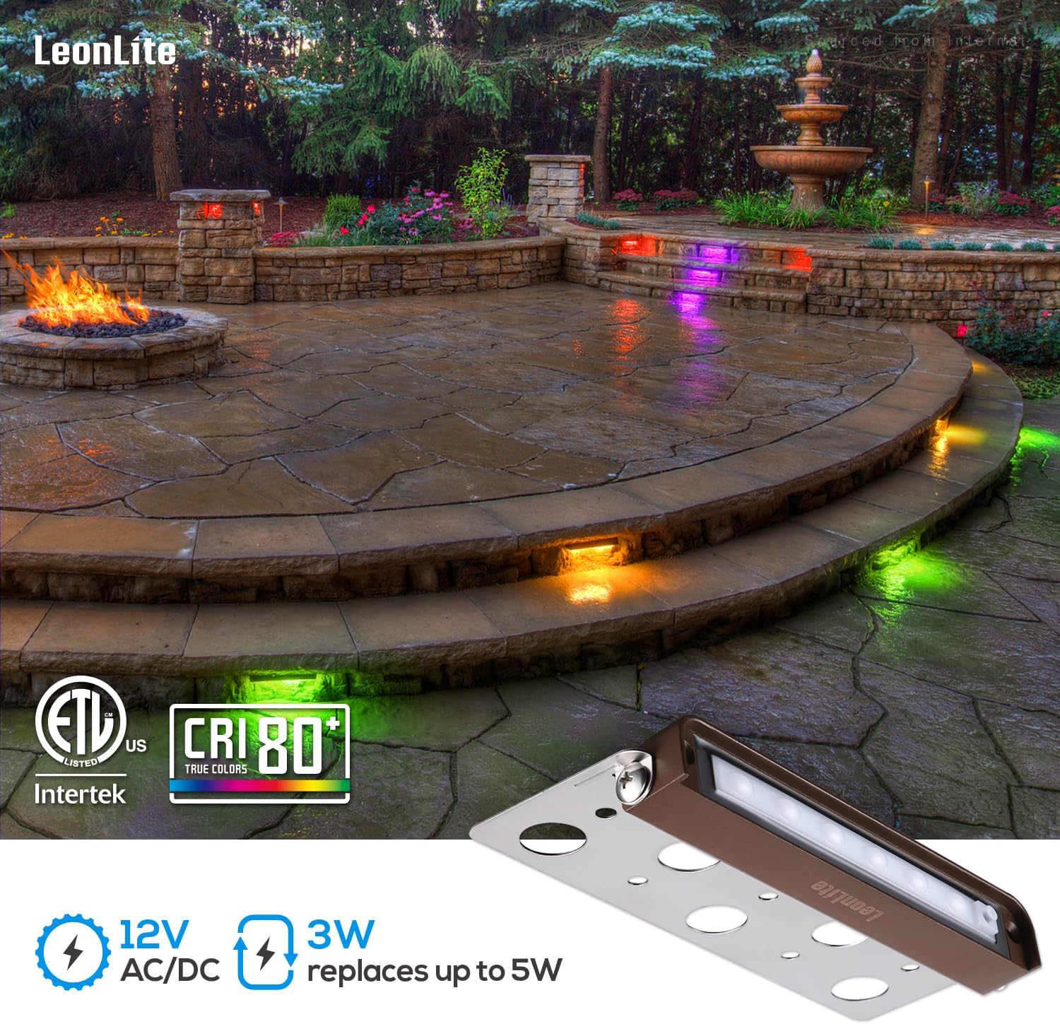8 Pack RGB 7 Inch 3W LED Retai - огляд і ціна Outdoor Lighting For Steps