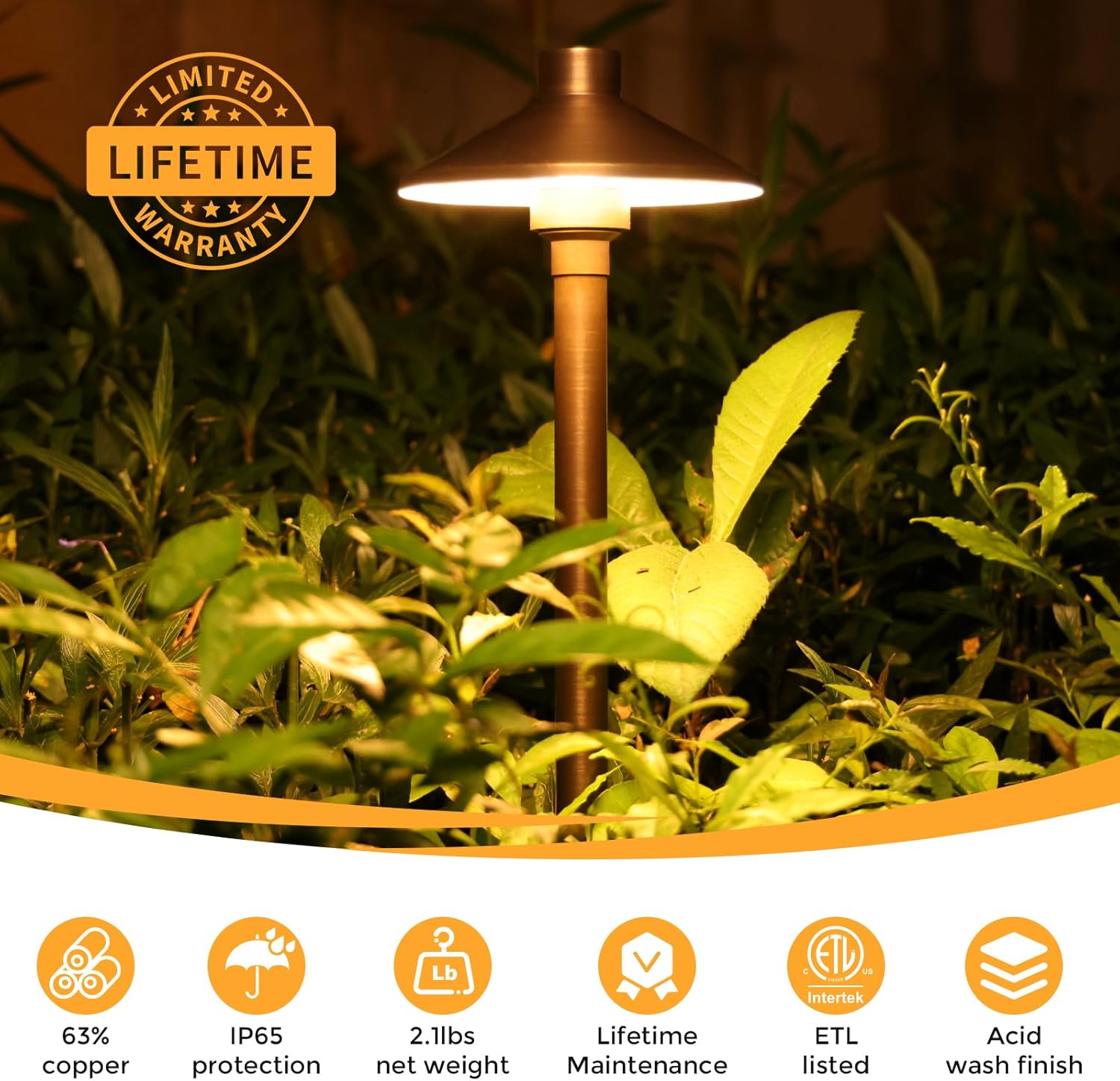 4 Pack Solid Brass Low Voltage - огляд і ціна Wired Pathway Light