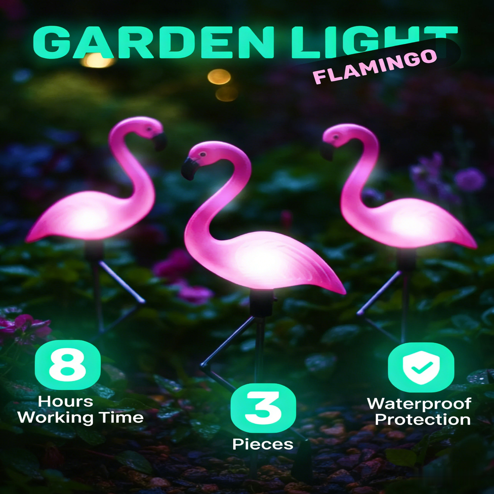 3Pcs Solar Powered Flamingo Gr - огляд і ціна Outdoor Lighting Manufacturers