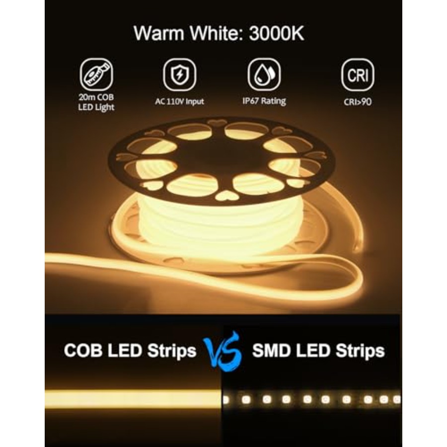 120V 110V COB Led Strip Light  - огляд і ціна Outdoor Lighting Strip