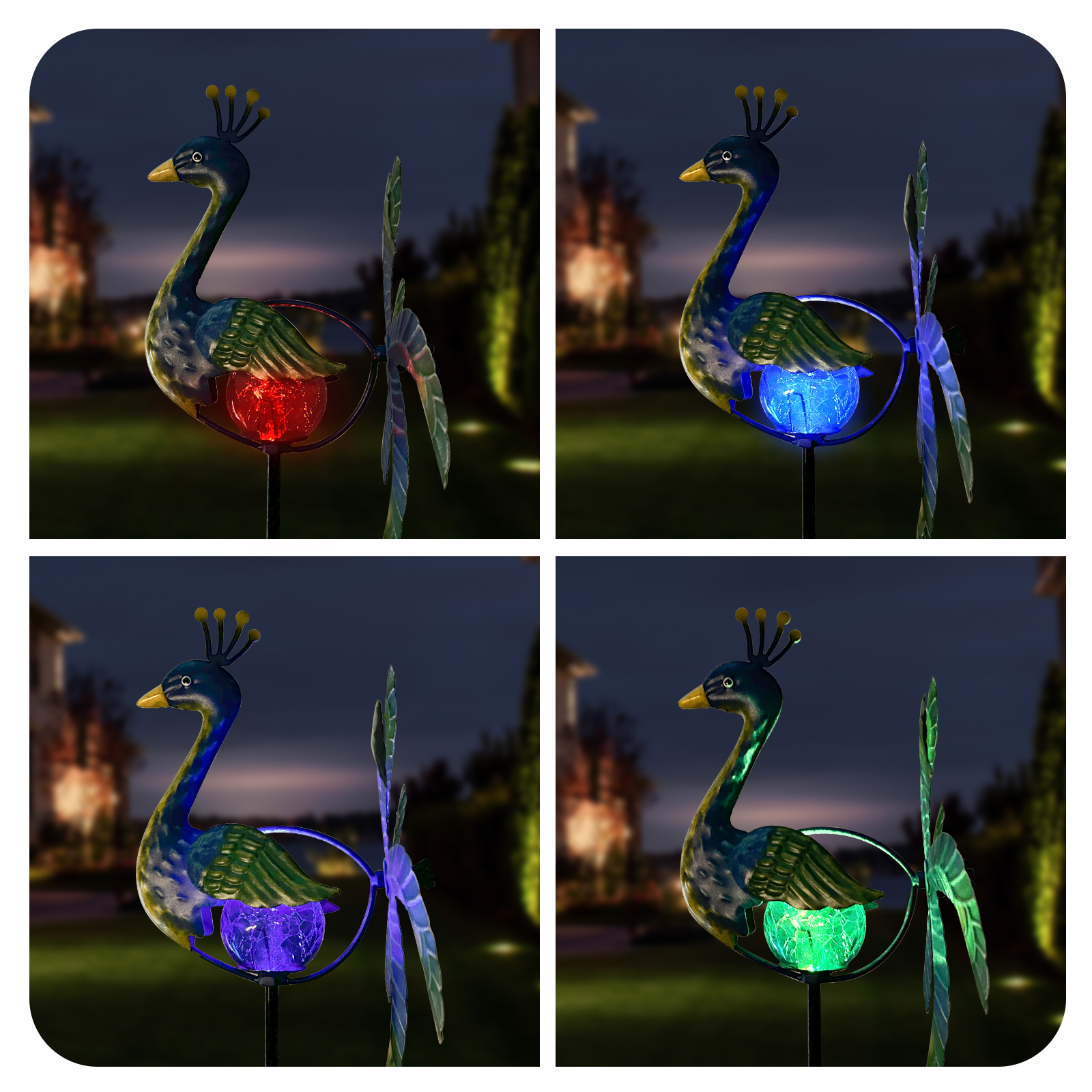 Solar Wind Spinner Peacock Out - огляд і ціна Outdoor Lighting Effects