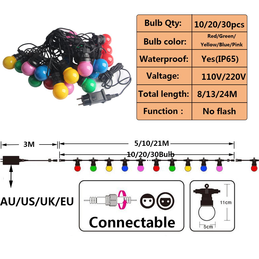 20/30 Colorful Bulb Led String - огляд і ціна Outdoor Lighting Driveway