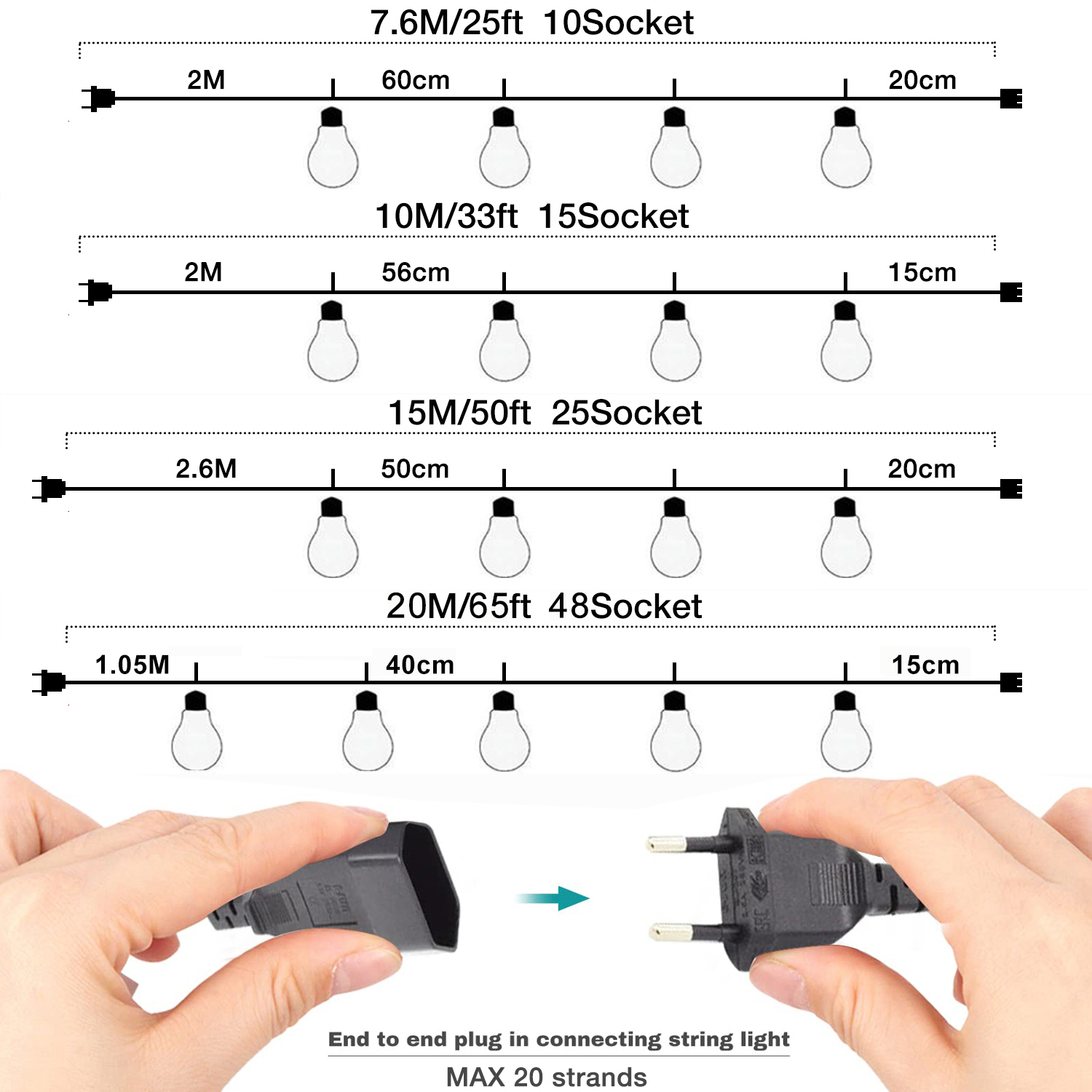 25FT 50FT G40 Fairy String Lig - огляд і ціна Outdoor Lighting Socket