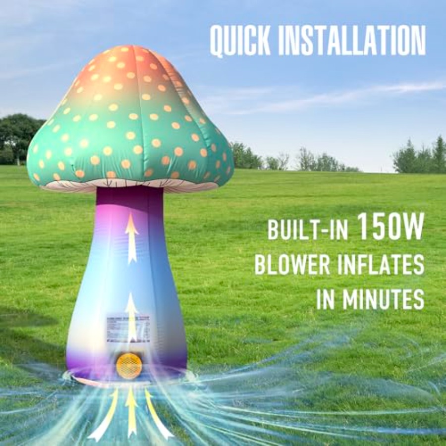 6 FT LED Inflatable Mushroom w - огляд і ціна Outdoor Lighting Remote Control