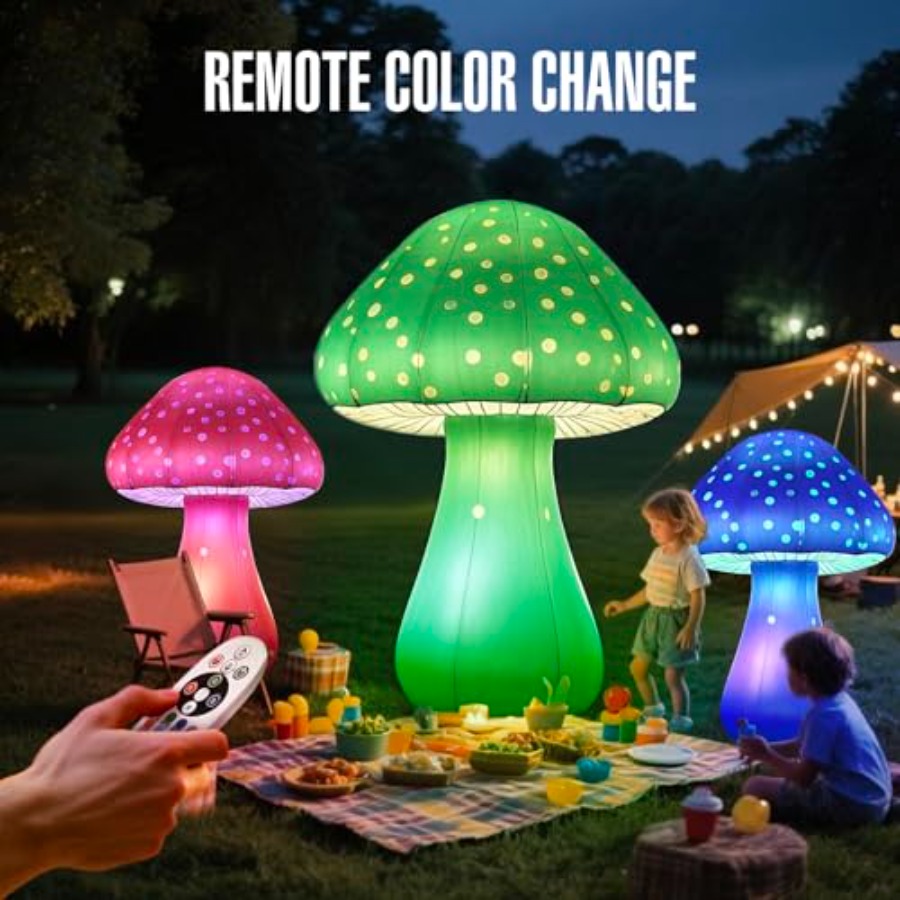 6 FT LED Inflatable Mushroom w - огляд і ціна Outdoor Lighting Remote Control