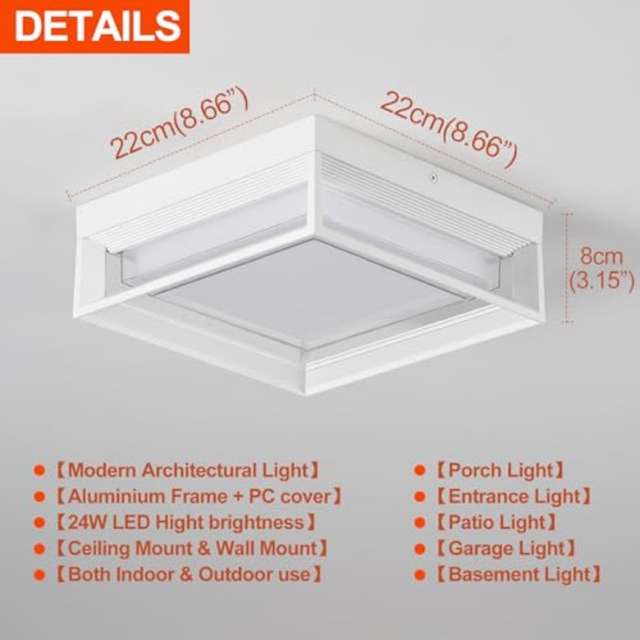 White Square Flush Mount Outdo - огляд і ціна Outdoor Lighting Patio