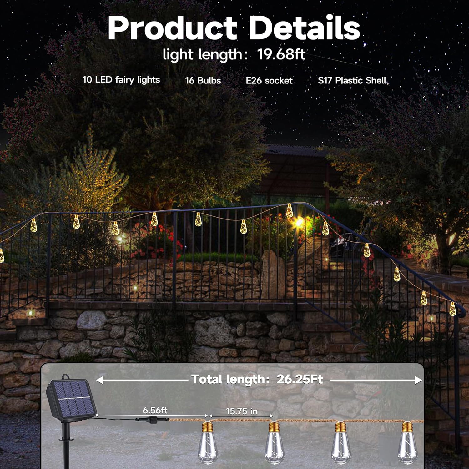 Solar Outdoor String Lights 20 - огляд і ціна Outdoor Lighting Patio
