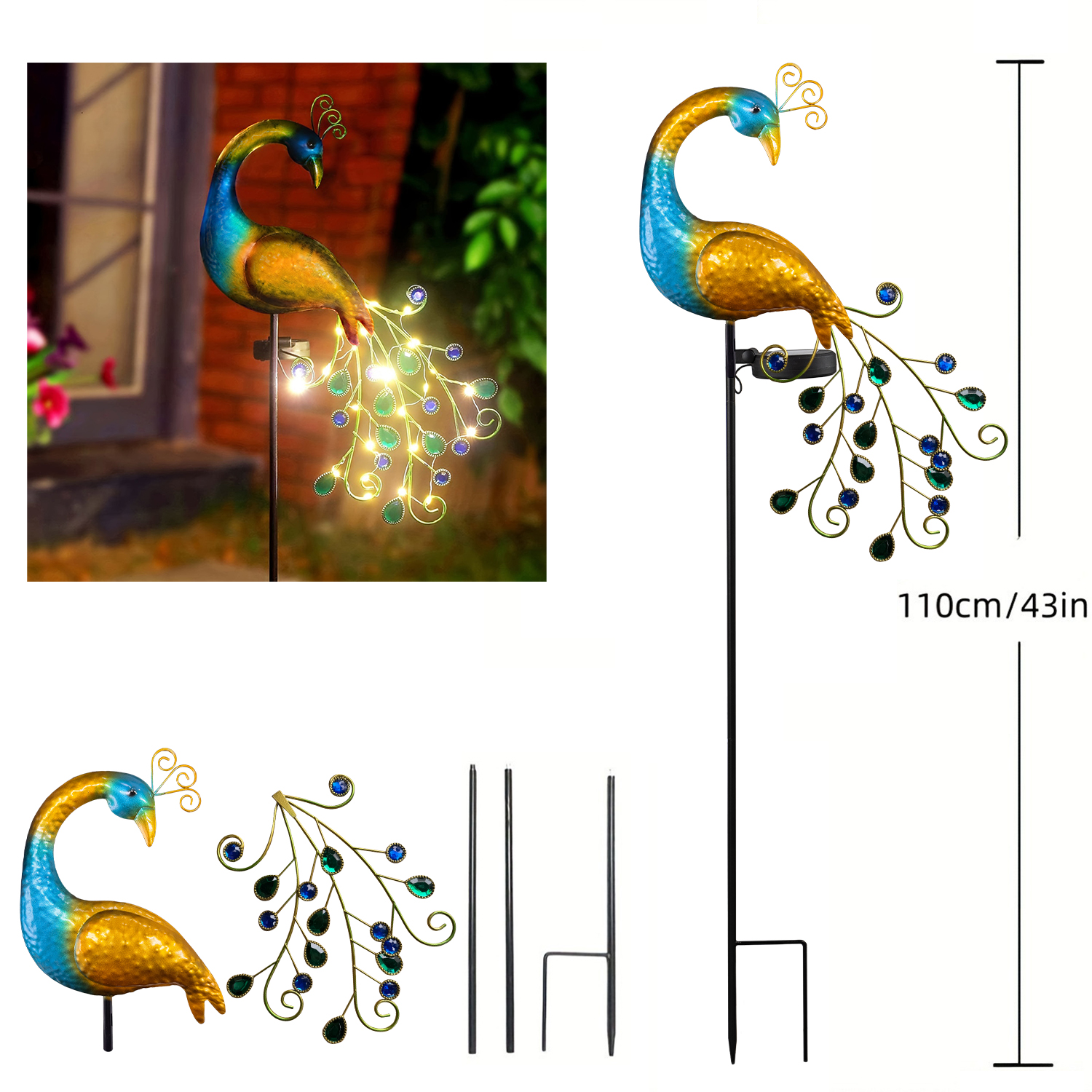 Solar Peacock Stake Light - El - огляд і ціна Outdoor Lighting Yard Stakes