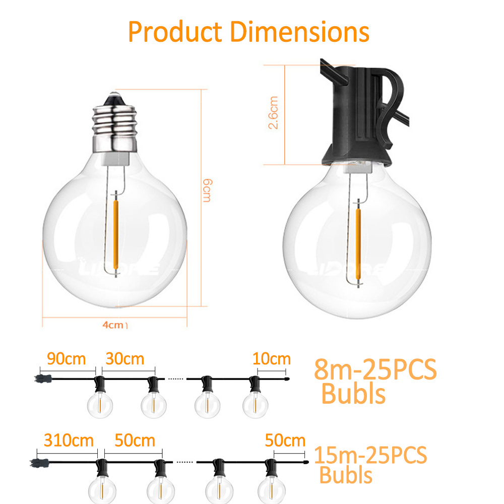 8M/15M G40 Globe String Lights - огляд і ціна String Light Bistro