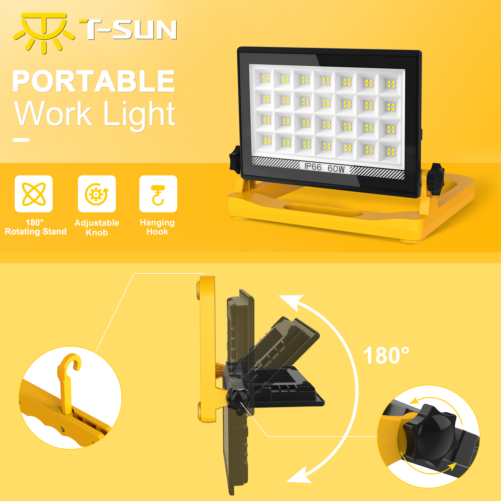60W 5400LM Folding Stand Work  - огляд і ціна Outdoor Lighting Jobs