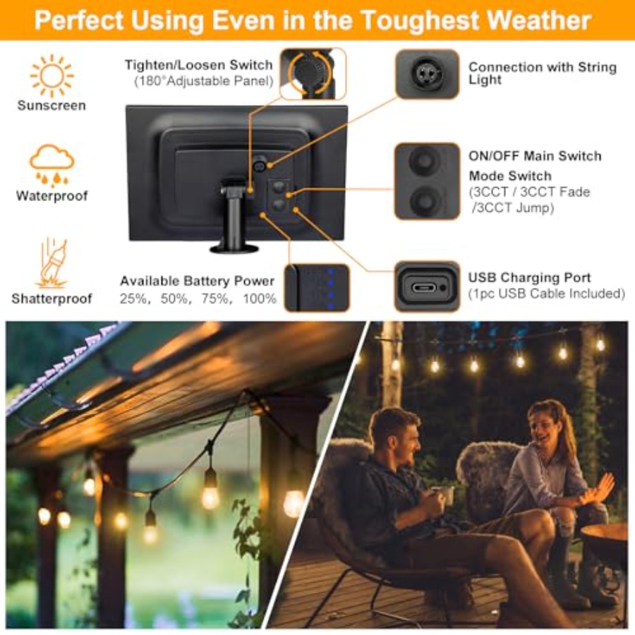 3-Color in 1 Solar String Ligh - огляд і ціна Outdoor Lighting Socket