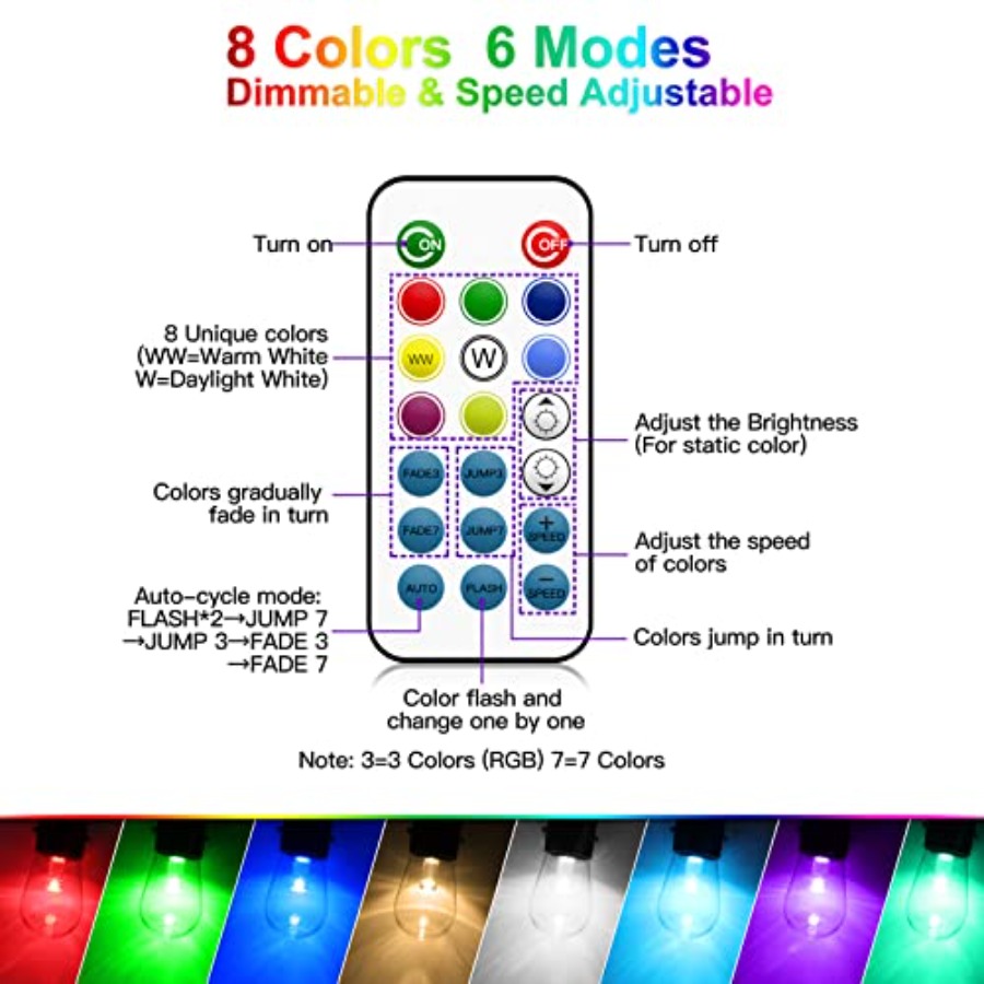 144Ft 3x48ft Multicolor Outdoo - огляд і ціна String Light Bistro