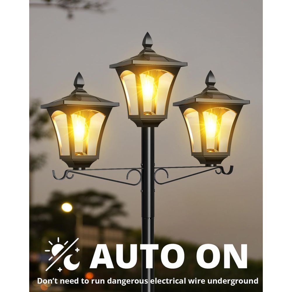 3-Head Solar Lamp Post Light,  - огляд і ціна Outdoor Lighting Driveway