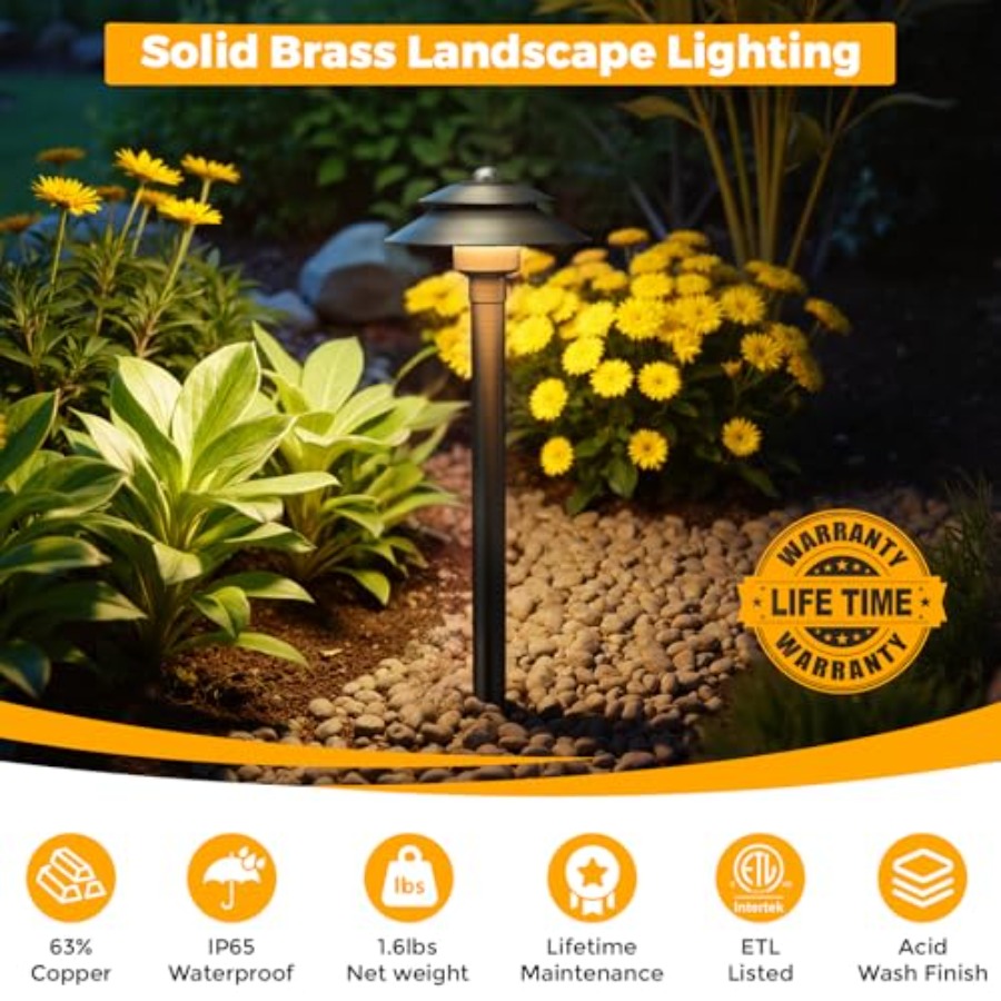Solid Brass Low Voltage Landsc - огляд і ціна Wired Pathway Light