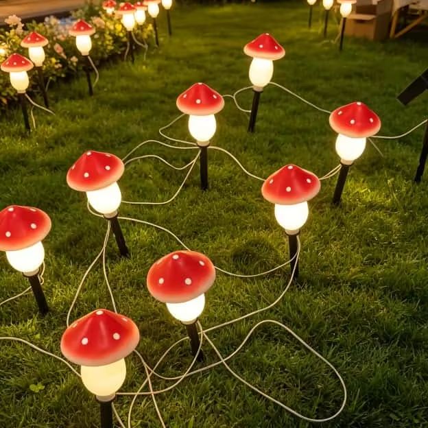 Solar Mushroom String Lights W - огляд і ціна Outdoor Lighting Yard Stakes