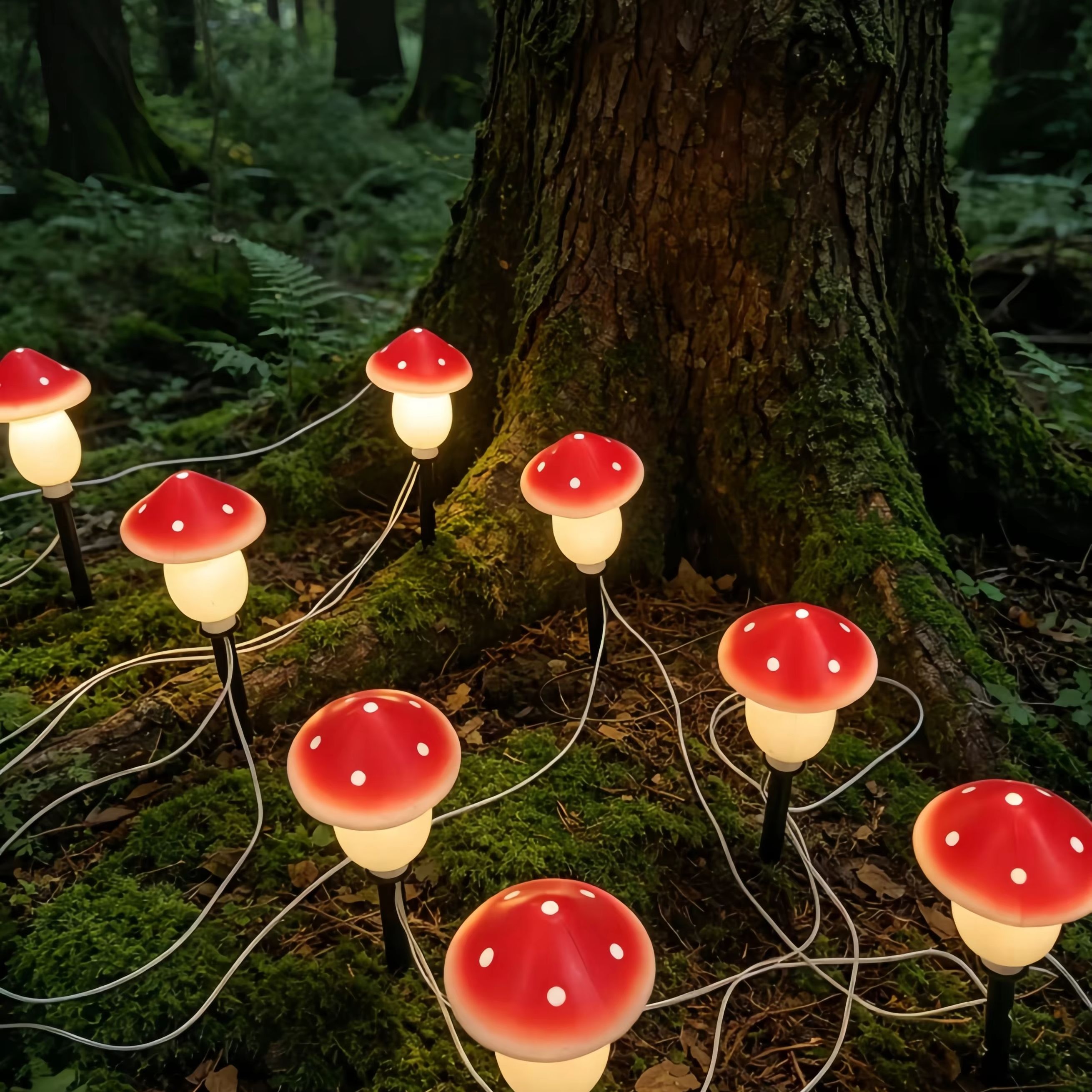 Solar Mushroom String Lights W - огляд і ціна Outdoor Lighting Yard Stakes