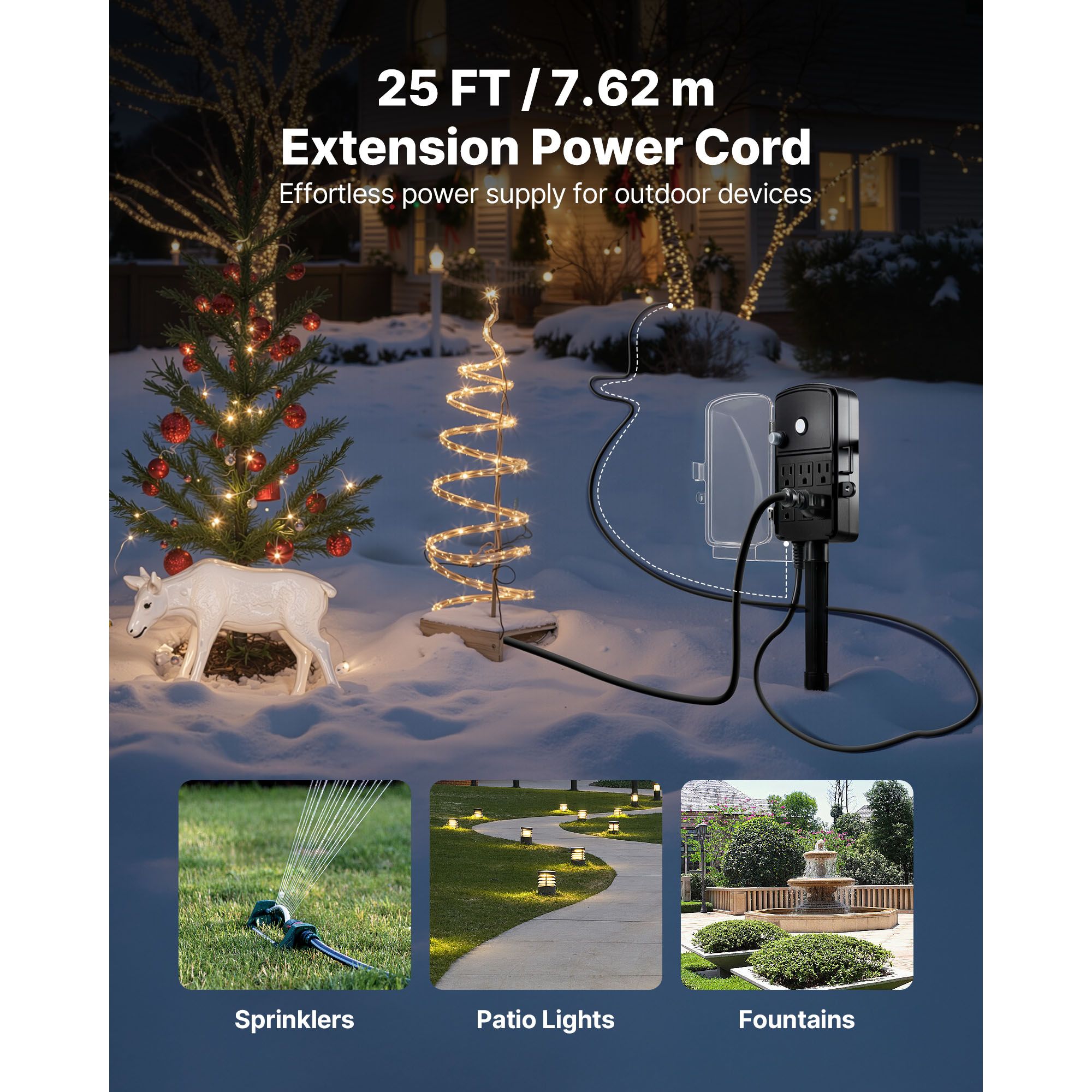 Outdoor Power Stake 25FT Exten - огляд і ціна Outdoor Lighting Yard Stakes